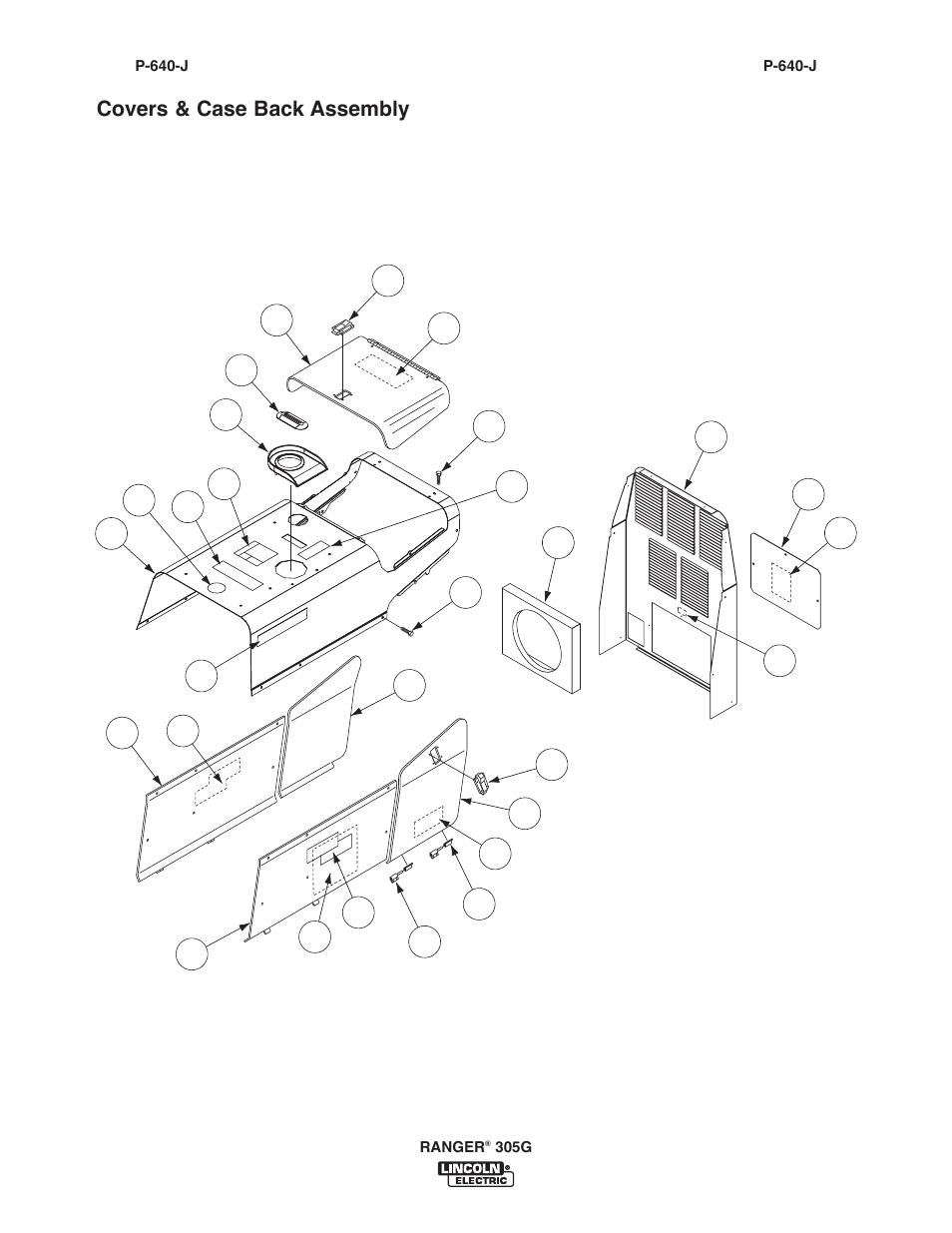 Covers & case back assembly | Lincoln Electric IM10042 RANGER 305 G User Manual | Page 66 / 68