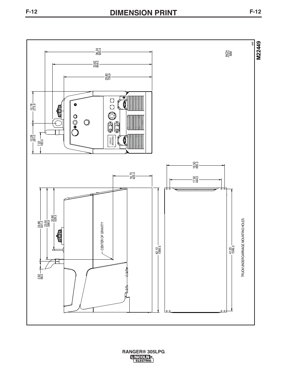 Dimension print, F-12, Ranger® 305lpg | Lincoln Electric IM10043 RANGER 305 LPG User Manual | Page 48 / 52