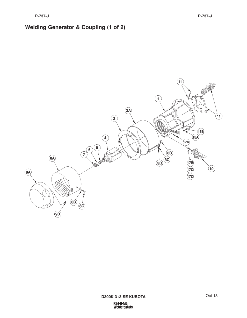 Welding generator & coupling (1 of 2) | Lincoln Electric IM10156 RED-D-ARC D300K 3+3 SE User Manual | Page 44 / 60