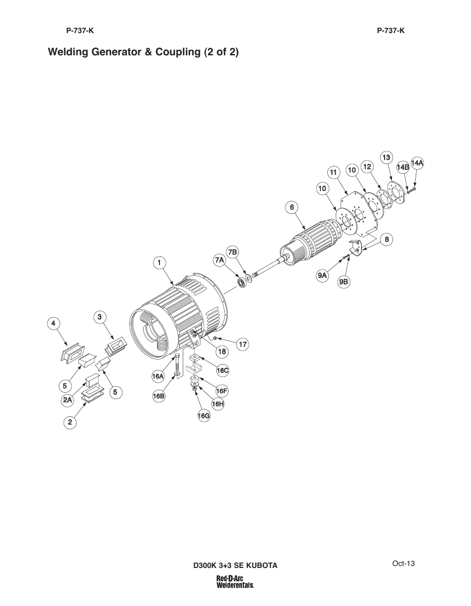 Welding generator & coupling (2 of 2) | Lincoln Electric IM10156 RED-D-ARC D300K 3+3 SE User Manual | Page 46 / 60