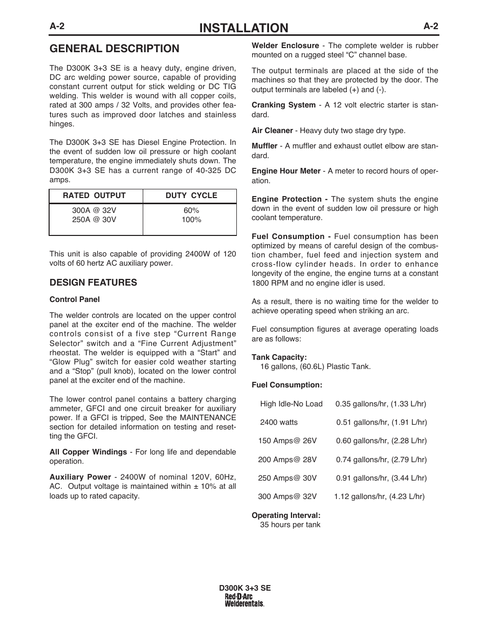 Installation, General description | Lincoln Electric IM10156 RED-D-ARC D300K 3+3 SE User Manual | Page 9 / 60