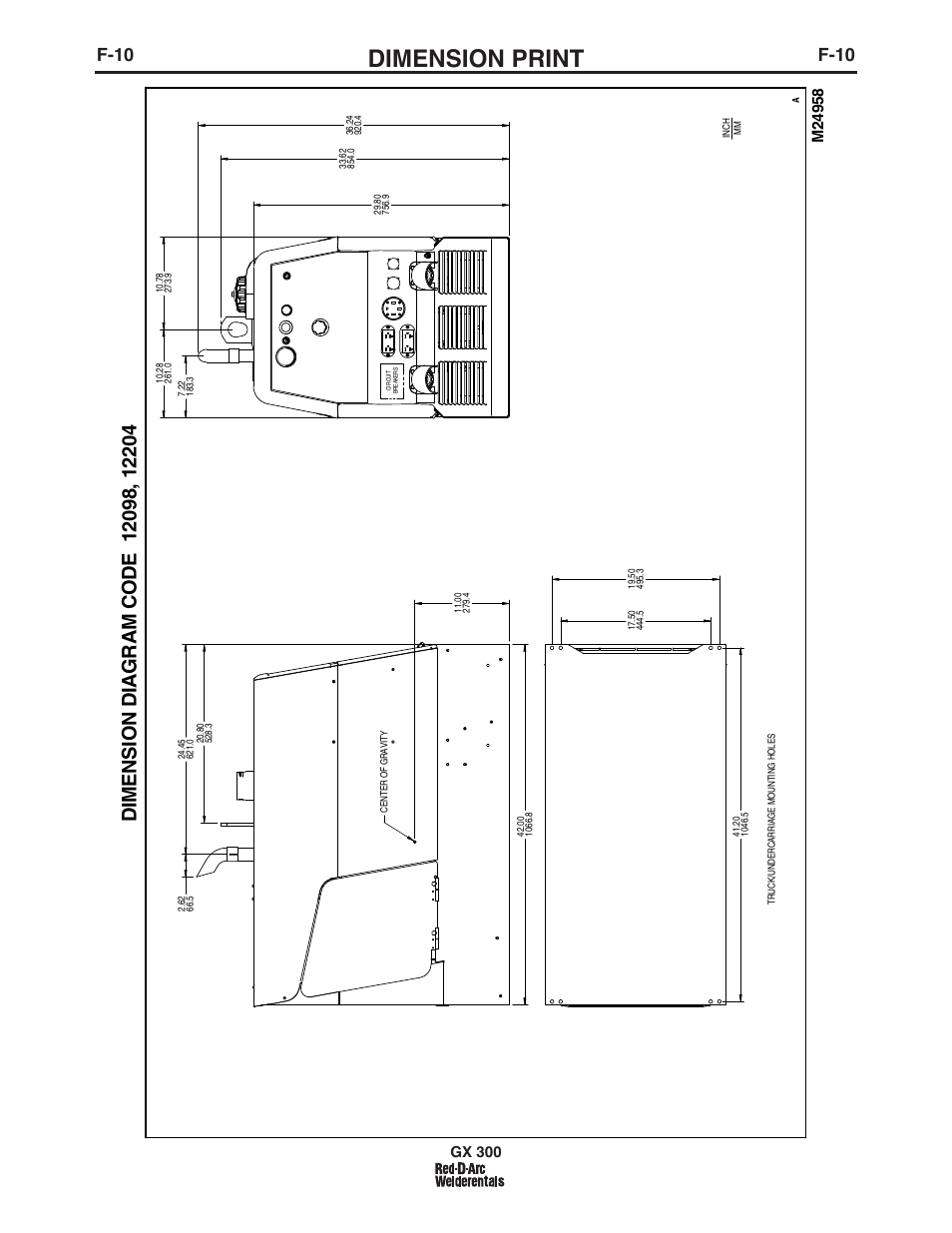 Dimension print, F-10 | Lincoln Electric IM10047 RED-D-ARC GX300 User Manual | Page 43 / 68