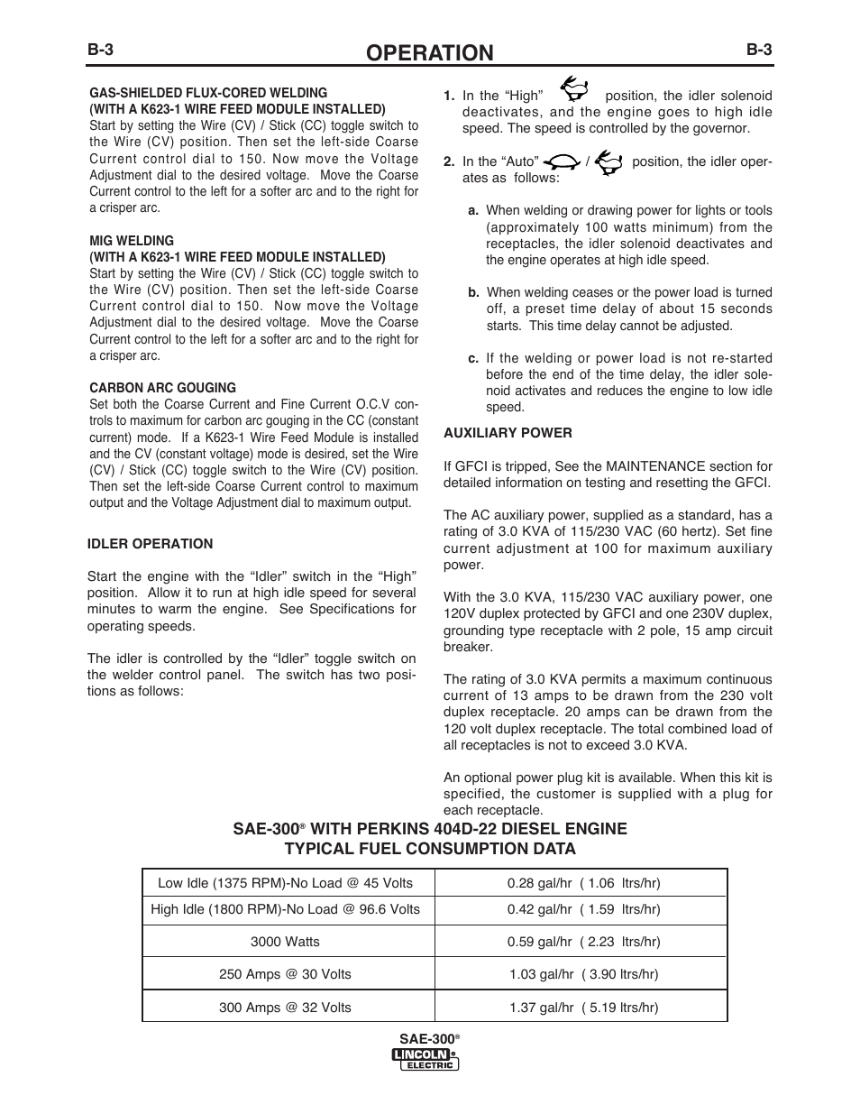 Operation | Lincoln Electric IM10088 SAE-300 User Manual | Page 16 / 35