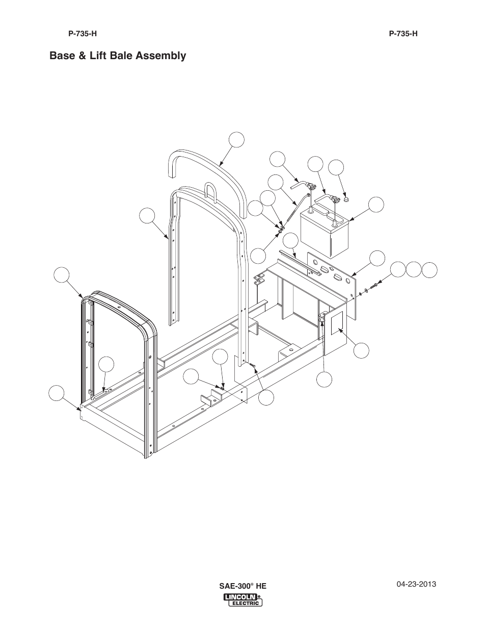 Base & lift bale assembly | Lincoln Electric IM10154 SAE-300 HE User Manual | Page 54 / 64