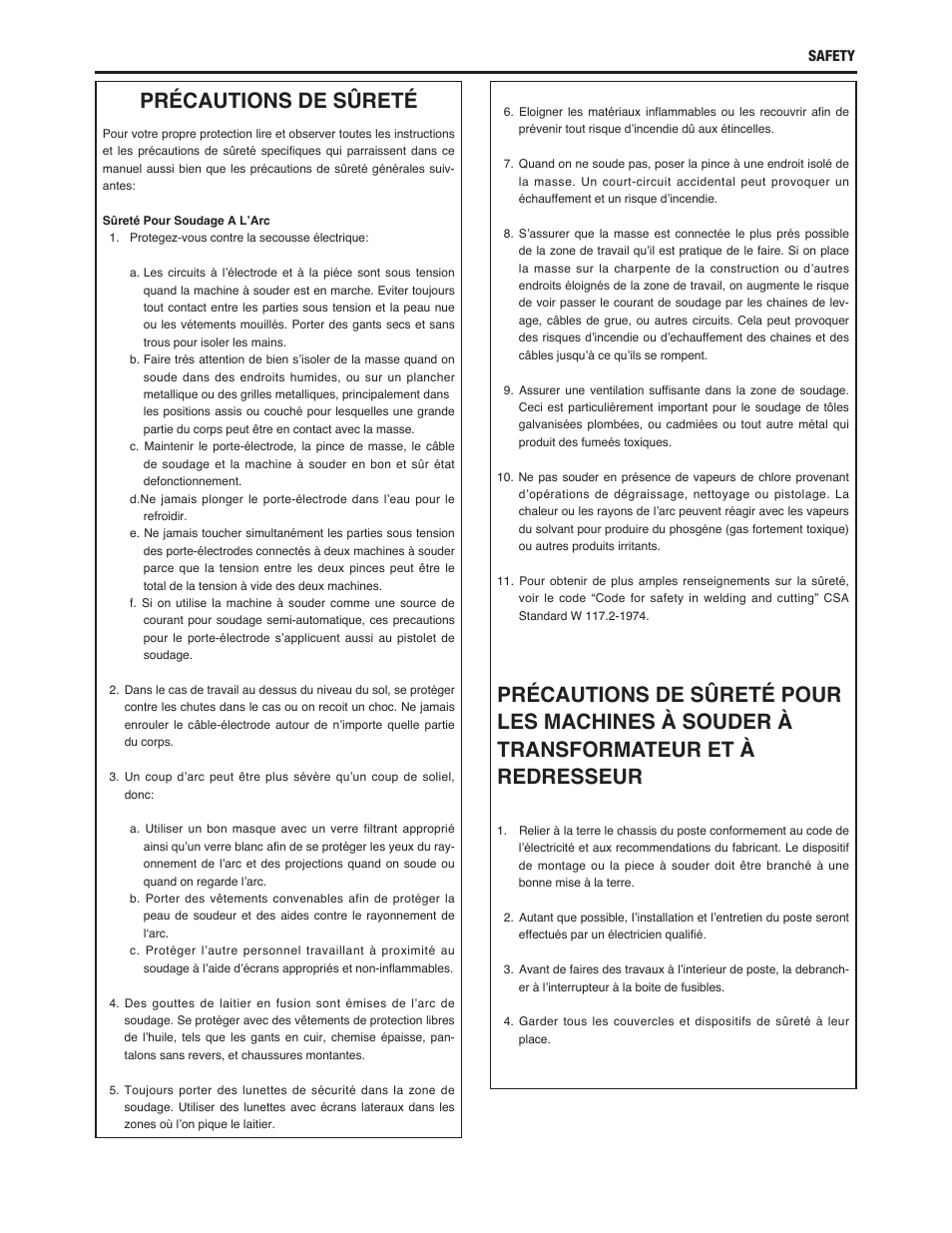 Précautions de sûreté | Lincoln Electric IM10154 SAE-300 HE User Manual | Page 6 / 64