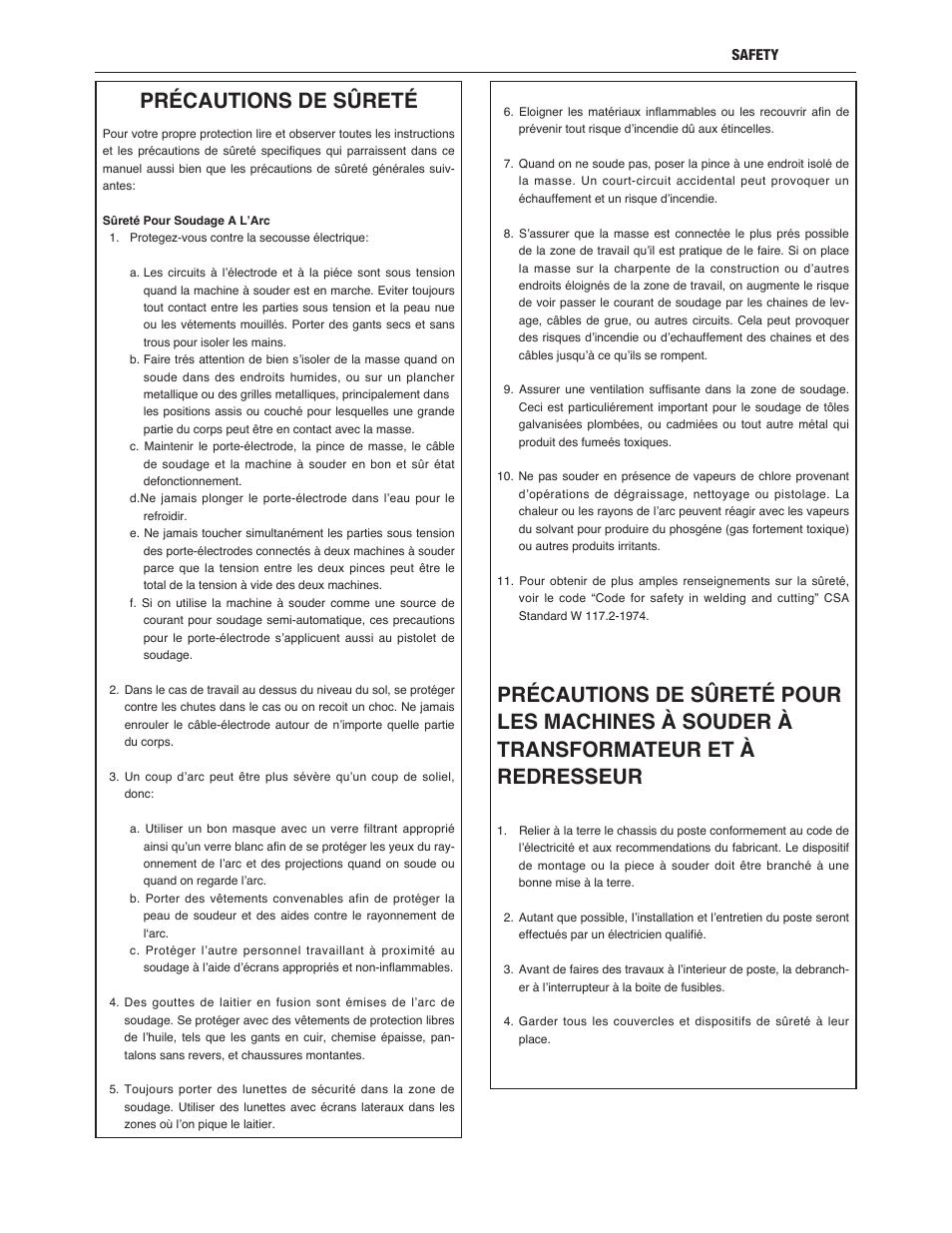 Précautions de sûreté | Lincoln Electric IM10155 SAE-300 HE User Manual | Page 6 / 64