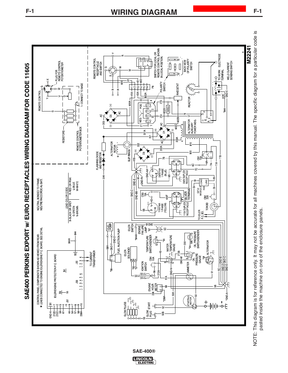 Wiring diagram | Lincoln Electric IM10027 SAE400 User Manual | Page 29 / 38