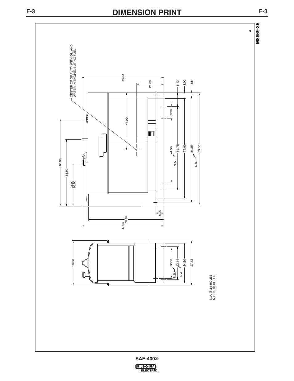 Dimension print, Sae-400 | Lincoln Electric IM10027 SAE400 User Manual | Page 31 / 38