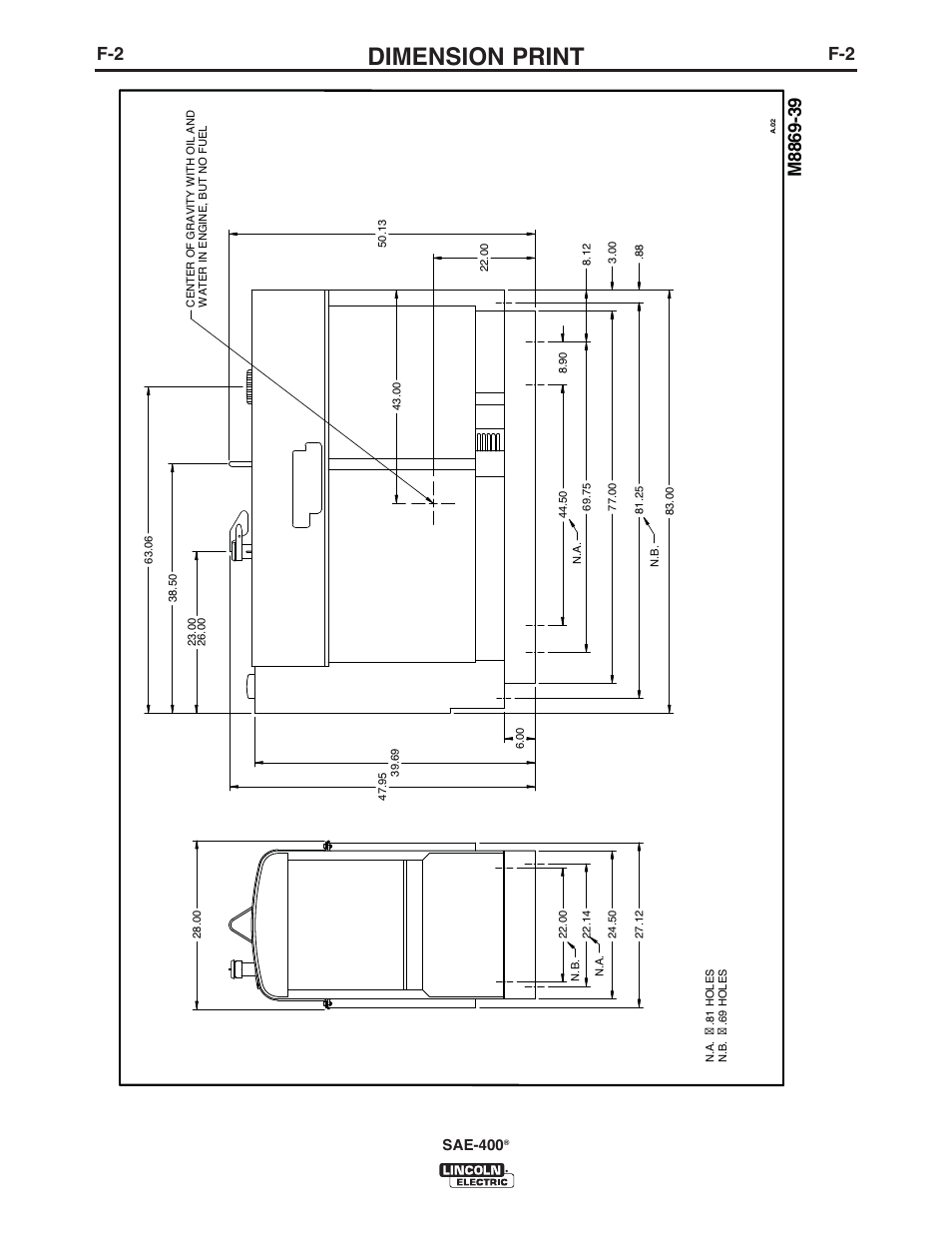 Dimension print, Sae-400 | Lincoln Electric IM10122 SAE400 User Manual | Page 28 / 60