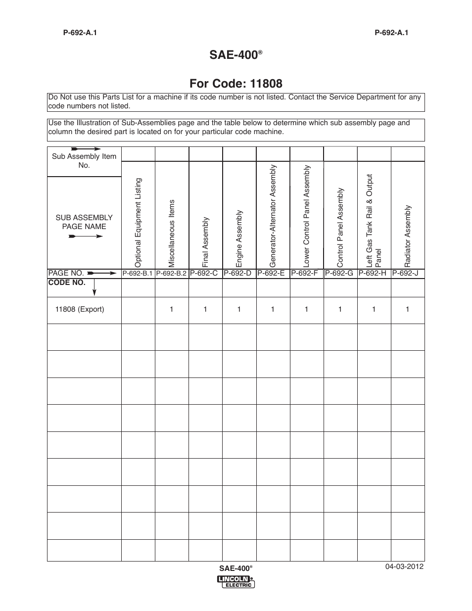 Sae-400 | Lincoln Electric IM10122 SAE400 User Manual | Page 30 / 60