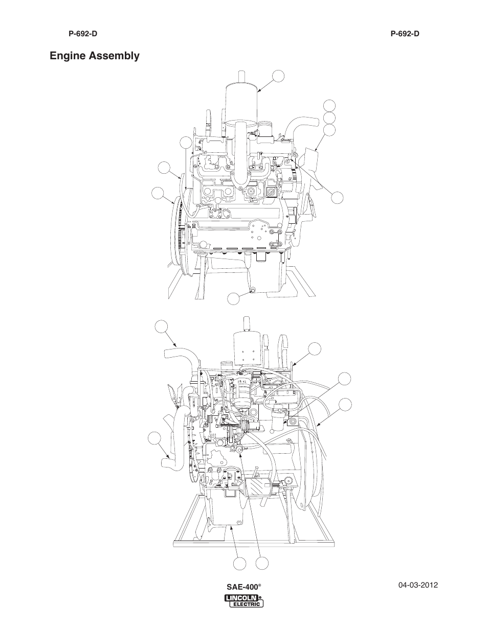 Engine assembly | Lincoln Electric IM10122 SAE400 User Manual | Page 38 / 60