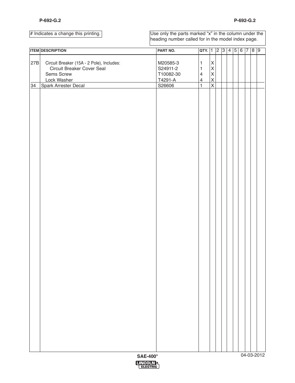 Lincoln Electric IM10122 SAE400 User Manual | Page 50 / 60