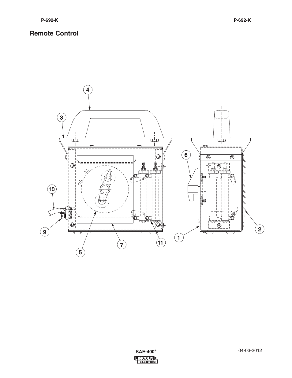 Remote control | Lincoln Electric IM10122 SAE400 User Manual | Page 56 / 60