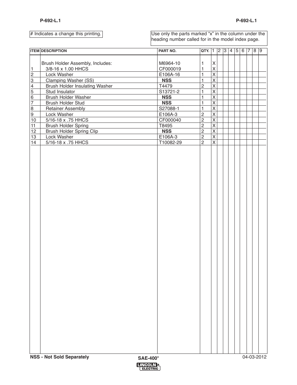 Lincoln Electric IM10122 SAE400 User Manual | Page 59 / 60