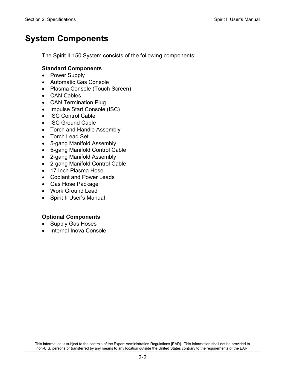 System components | Lincoln Electric 718113 Spirit II 150 User Manual | Page 14 / 156
