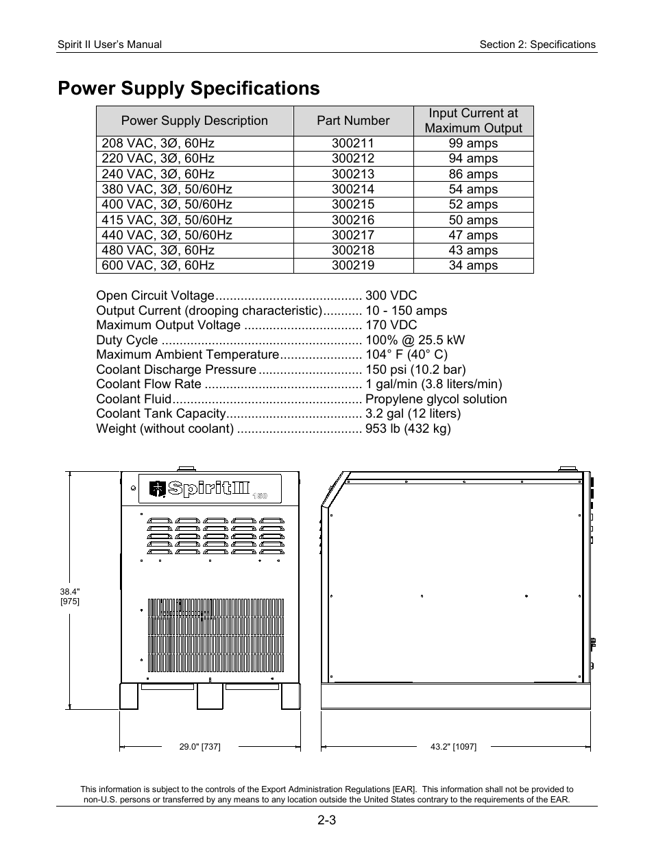 Power supply specifications | Lincoln Electric 718113 Spirit II 150 User Manual | Page 15 / 156