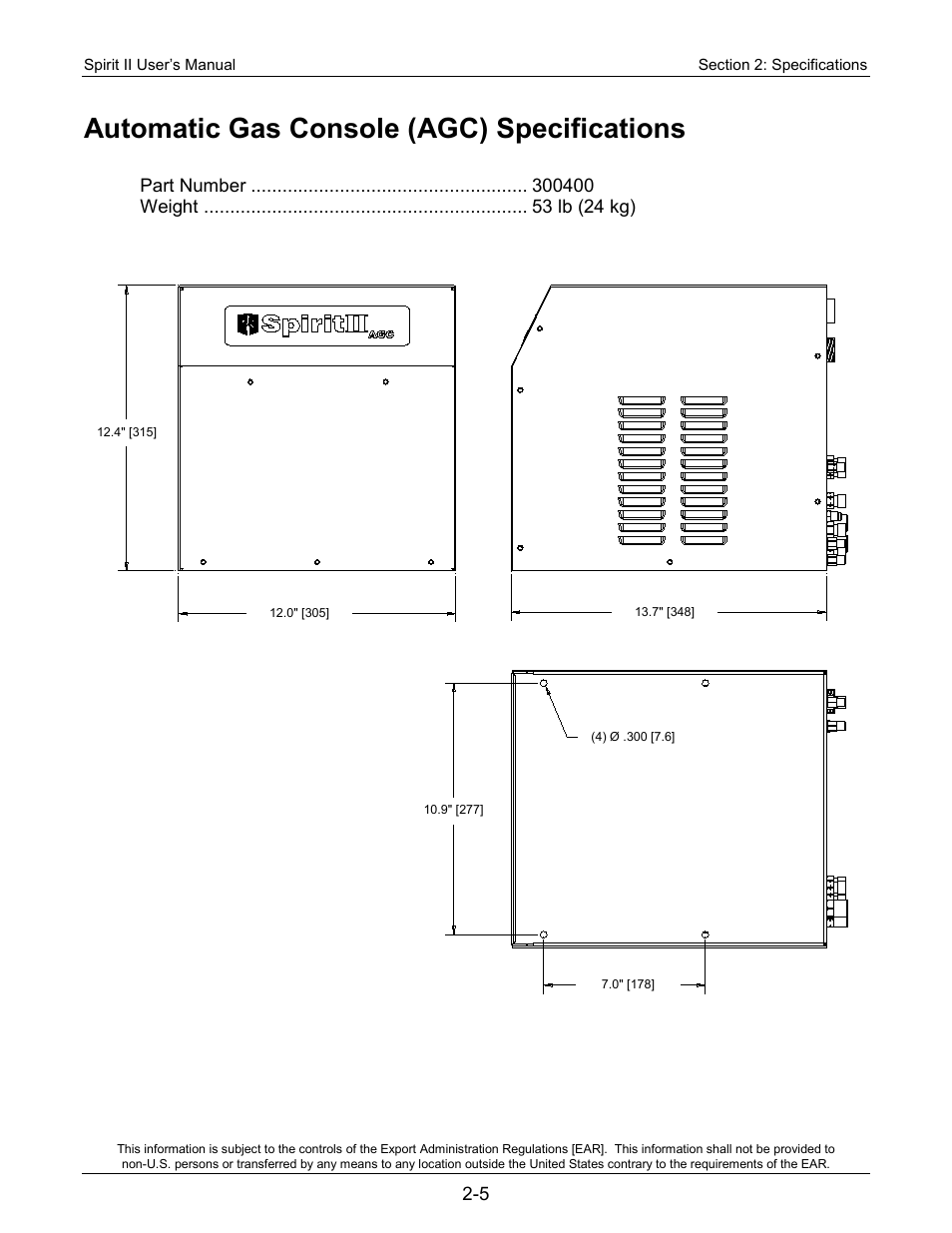 Automatic gas console (agc) specifications | Lincoln Electric 718113 Spirit II 150 User Manual | Page 17 / 156
