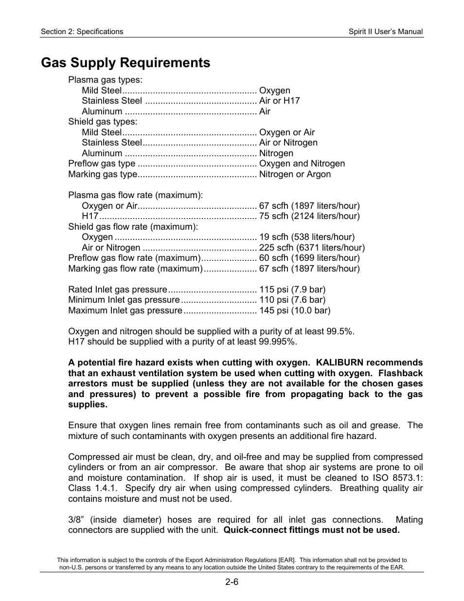 Gas supply requirements | Lincoln Electric 718113 Spirit II 150 User Manual | Page 18 / 156