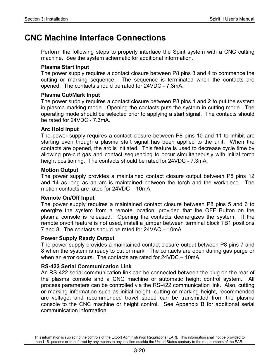 Cnc machine interface connections | Lincoln Electric 718113 Spirit II 150 User Manual | Page 44 / 156