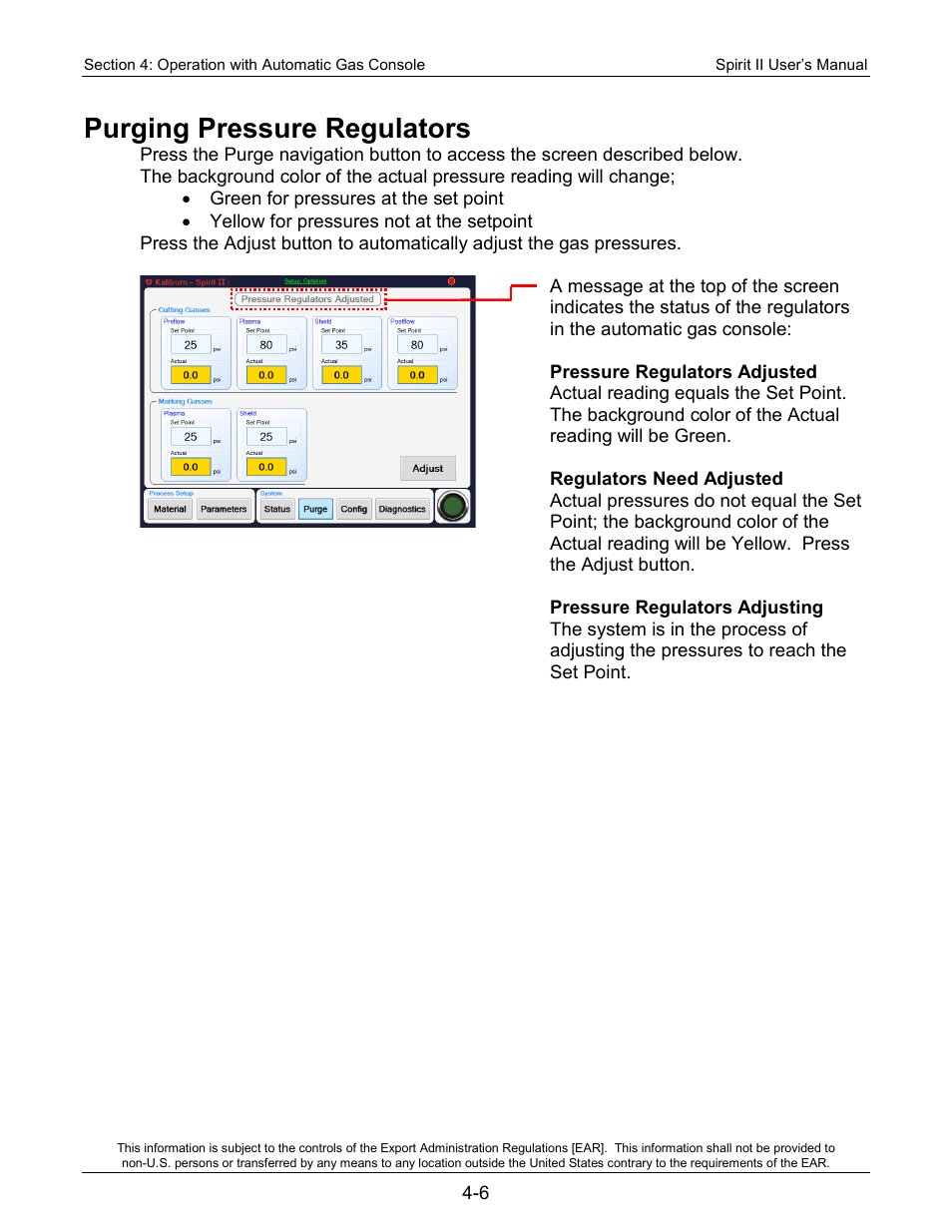 Purging pressure regulators | Lincoln Electric 718113 Spirit II 150 User Manual | Page 52 / 156