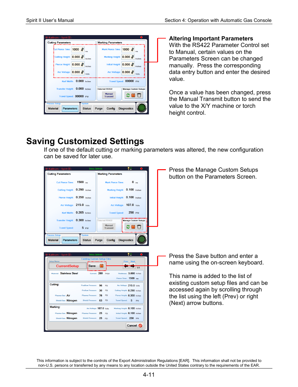 Saving customized settings | Lincoln Electric 718113 Spirit II 150 User Manual | Page 57 / 156