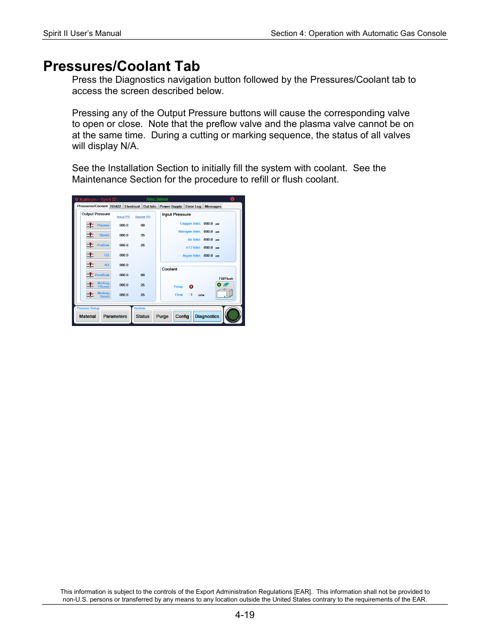 Pressures/coolant tab | Lincoln Electric 718113 Spirit II 150 User Manual | Page 65 / 156