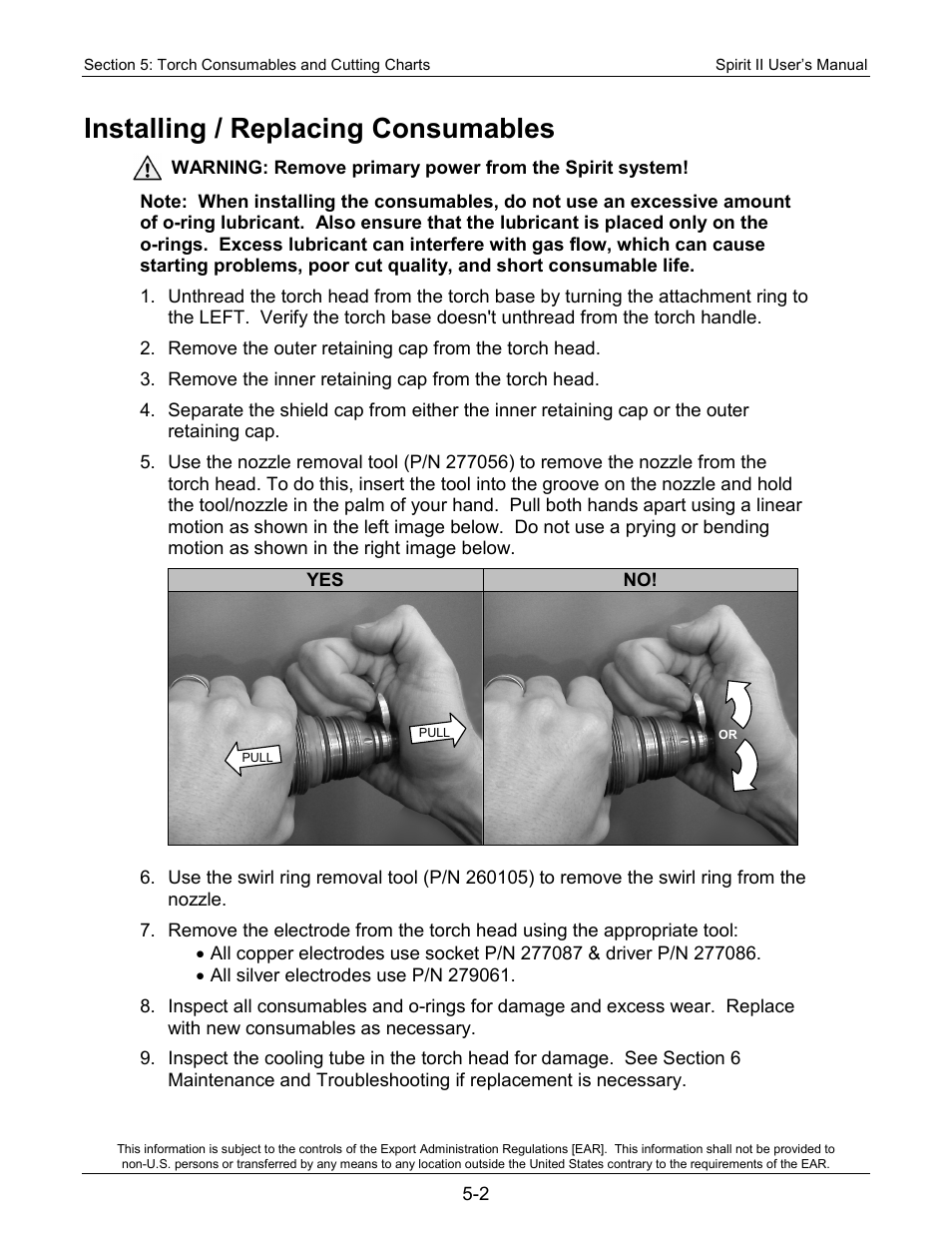 Installing / replacing consumables | Lincoln Electric 718113 Spirit II 150 User Manual | Page 72 / 156
