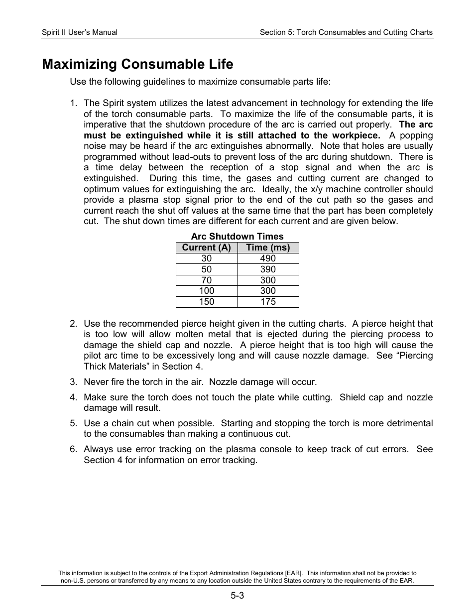 Maximizing consumable life | Lincoln Electric 718113 Spirit II 150 User Manual | Page 73 / 156