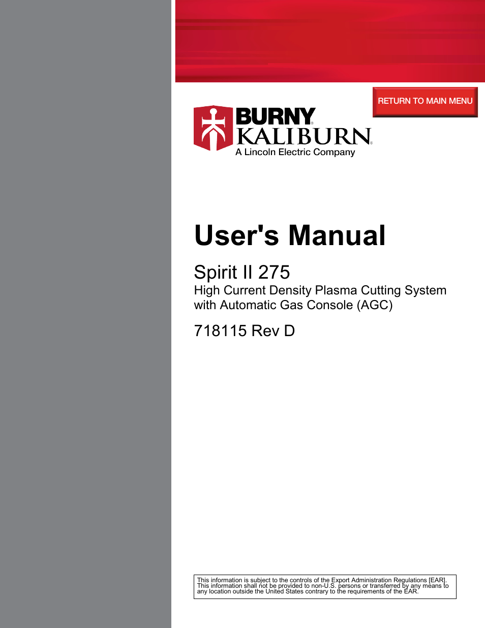 Lincoln Electric 718115 Spirit II 275 User Manual | 170 pages