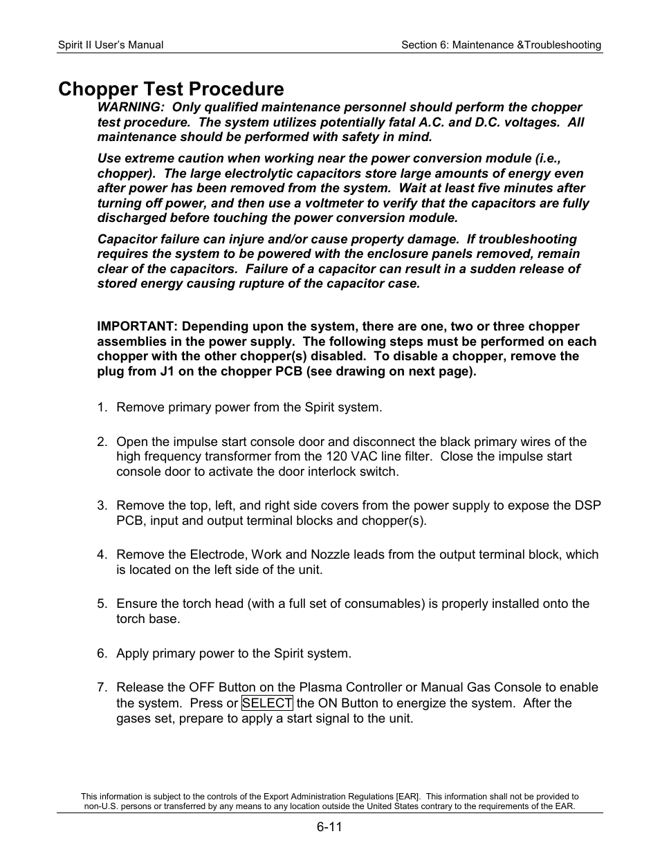 Chopper test procedure | Lincoln Electric 718115 Spirit II 275 User Manual | Page 131 / 170