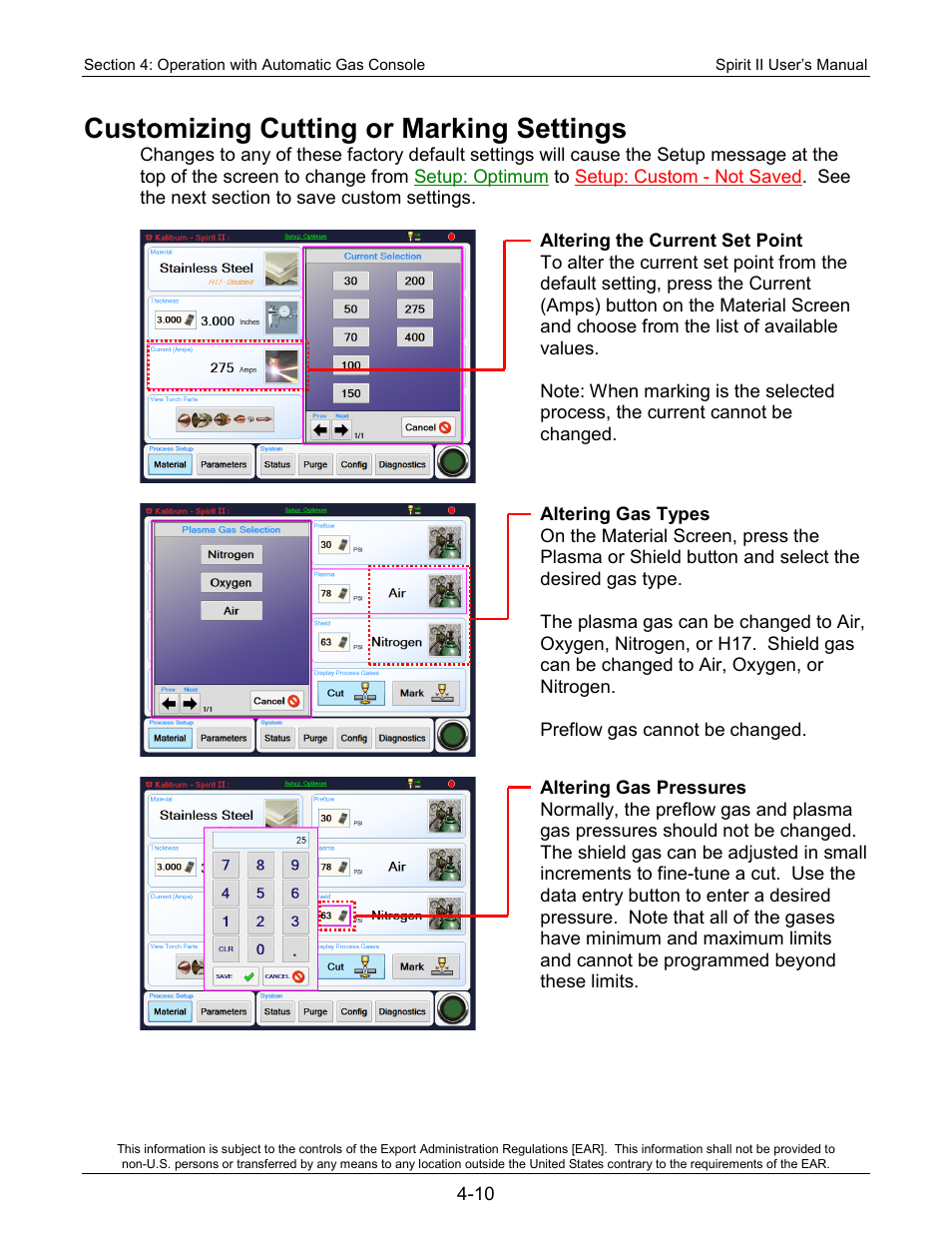 Customizing cutting or marking settings | Lincoln Electric 718115 Spirit II 275 User Manual | Page 56 / 170