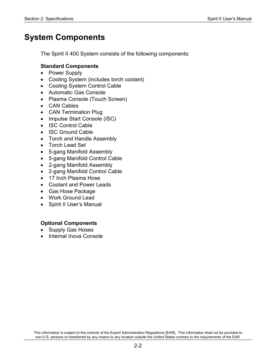 System components | Lincoln Electric 718117 Spirit II 400 User Manual | Page 14 / 174