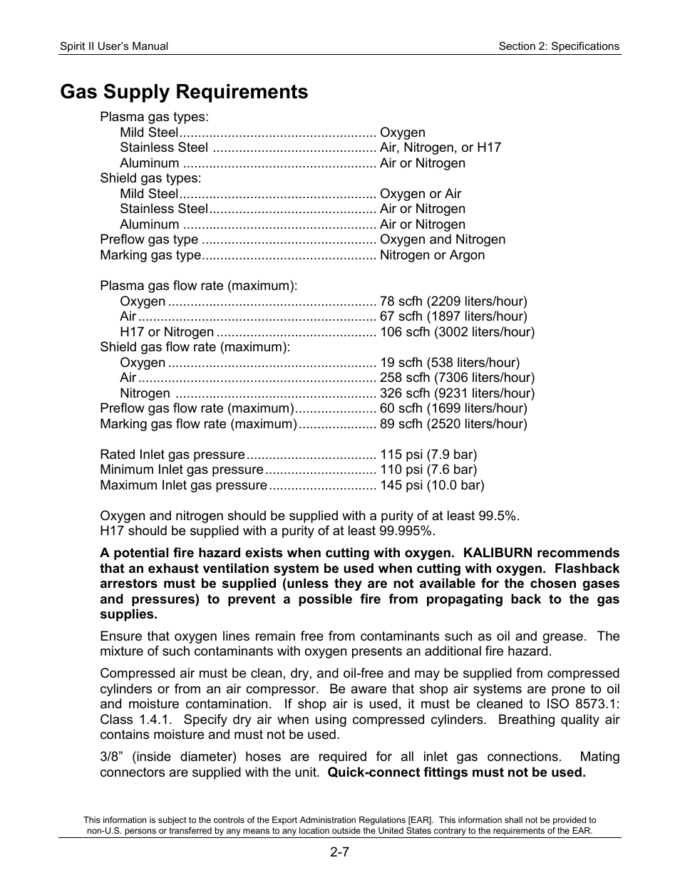 Gas supply requirements | Lincoln Electric 718117 Spirit II 400 User Manual | Page 19 / 174