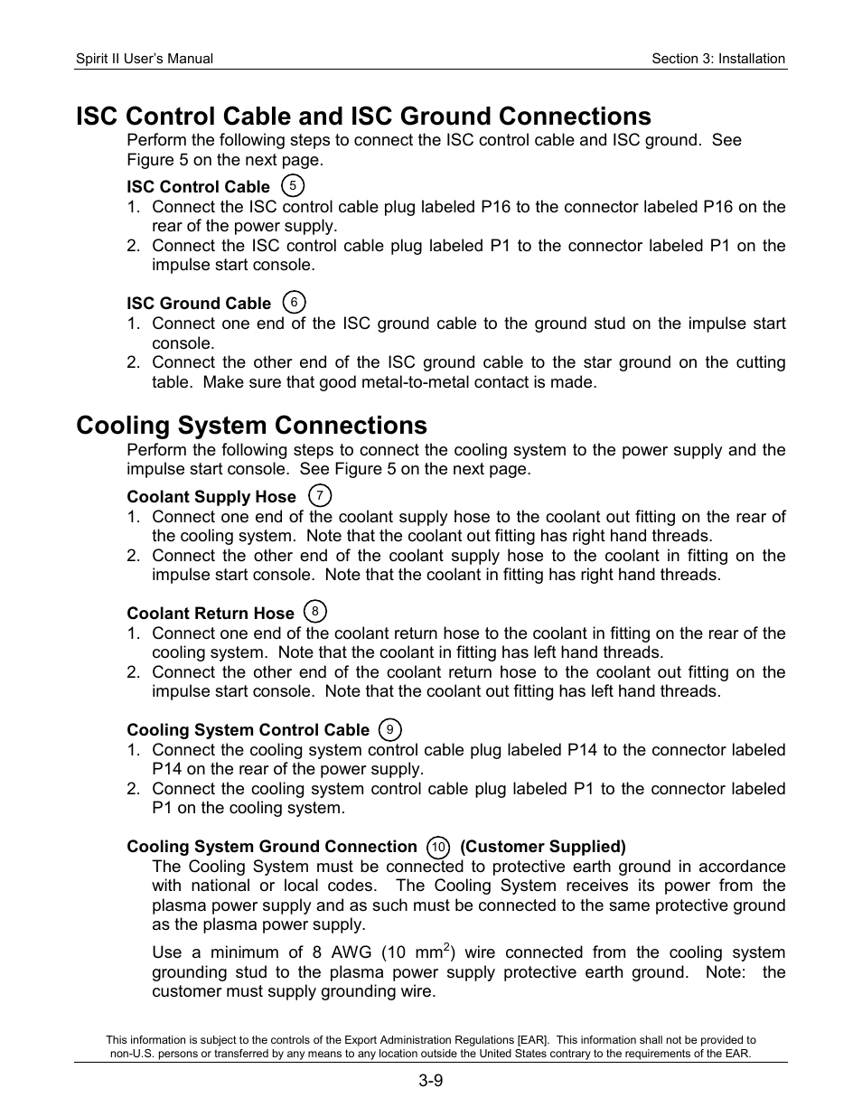 Isc control cable and isc ground connections, Cooling system connections | Lincoln Electric 718117 Spirit II 400 User Manual | Page 33 / 174