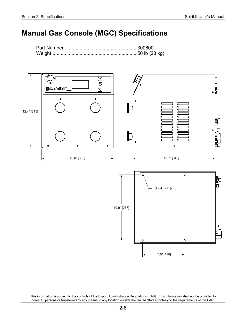 Manual gas console (mgc) specifications | Lincoln Electric 718118 Spirit II 400 User Manual | Page 18 / 146