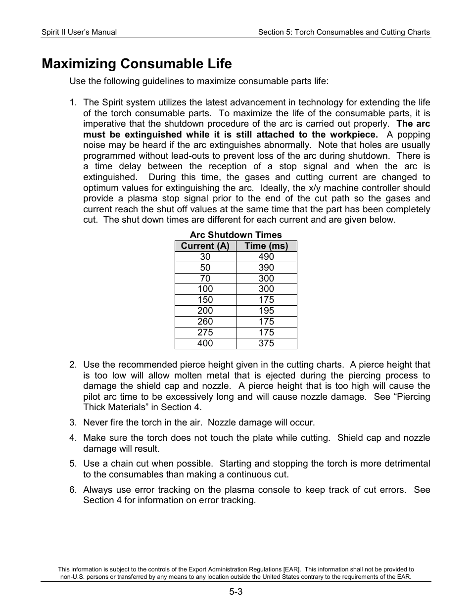 Maximizing consumable life | Lincoln Electric 718118 Spirit II 400 User Manual | Page 55 / 146