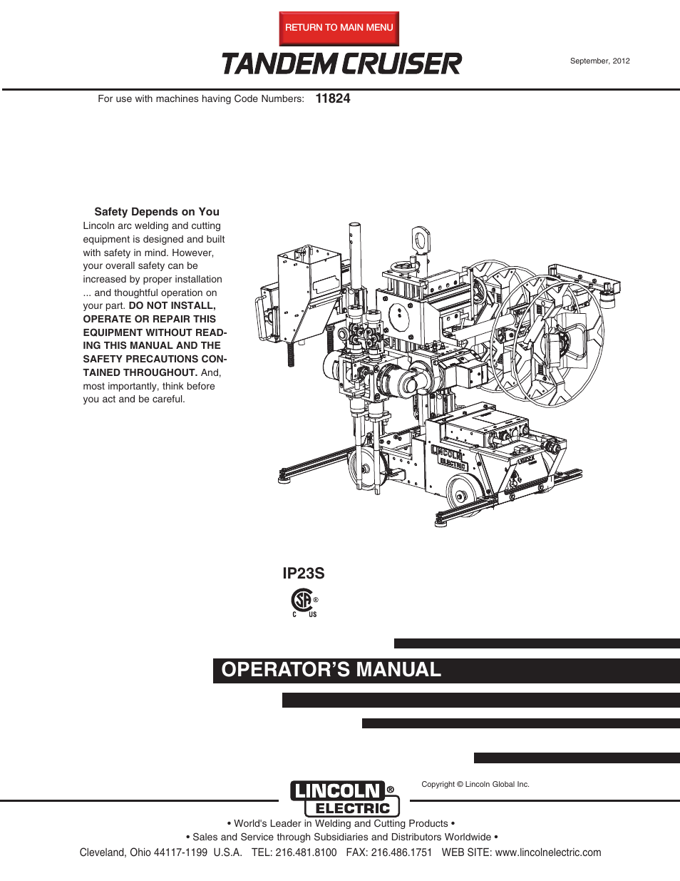 Lincoln Electric IM10114 TANDEM CRUISER User Manual | 64 pages