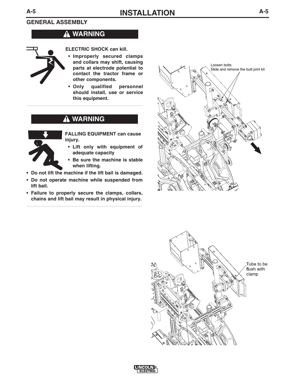 Installation, Warning | Lincoln Electric IM10114 TANDEM CRUISER User Manual | Page 12 / 64