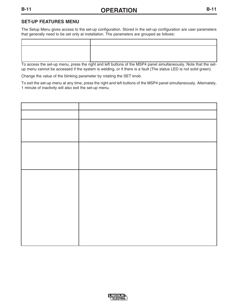 Operation, Parameter, Definition | Lincoln Electric IM10114 TANDEM CRUISER User Manual | Page 47 / 64