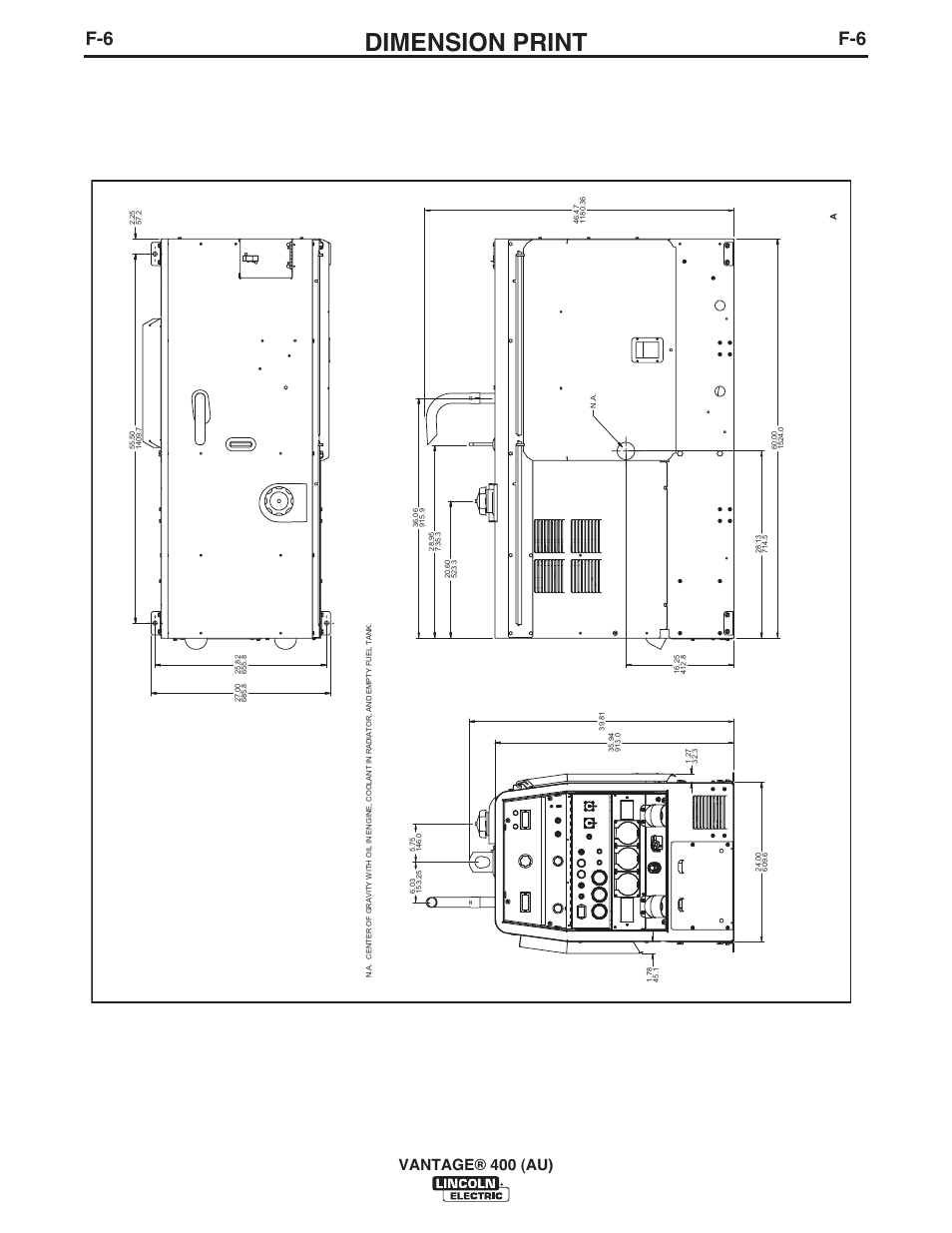 Dimension print, Vantage® 400 (au) | Lincoln Electric IM10048 VANTAGE 400 (AU) User Manual | Page 44 / 48