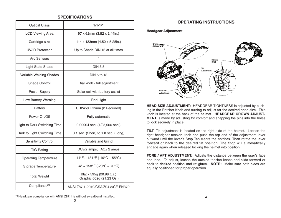 Lincoln Electric IM10166 VIKING 2450 SERIES AUTO-DARKENING HELMETS User Manual | Page 5 / 12