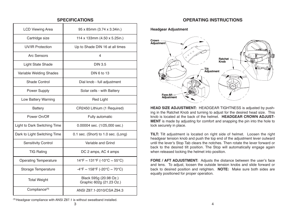 Lincoln Electric IM10095 VIKING 3350 SERIES AUTO-DARKENING HELMETS User Manual | Page 5 / 12