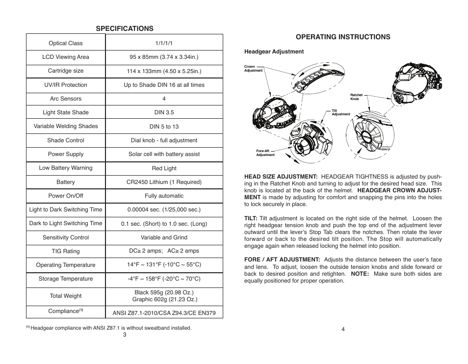 Lincoln Electric IM10167 VIKING 3350 SERIES AUTO-DARKENING HELMETS User Manual | Page 5 / 12