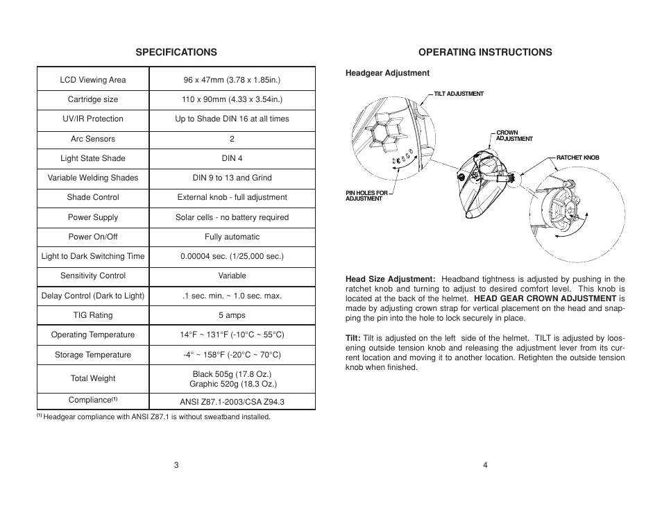 Lincoln Electric IM10002 VIKING 700G AUTO-DARKENING HELMETS User Manual | Page 5 / 12