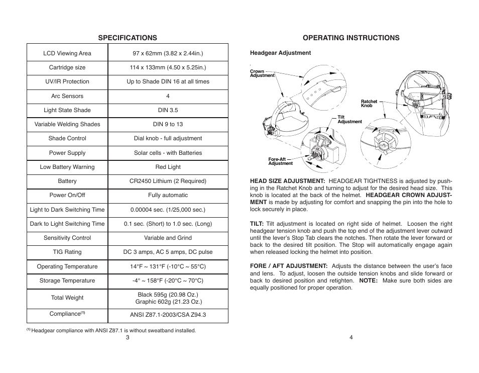 Lincoln Electric IM10081 VIKING 2450 SERIES AUTO-DARKENING HELMETS User Manual | Page 5 / 12