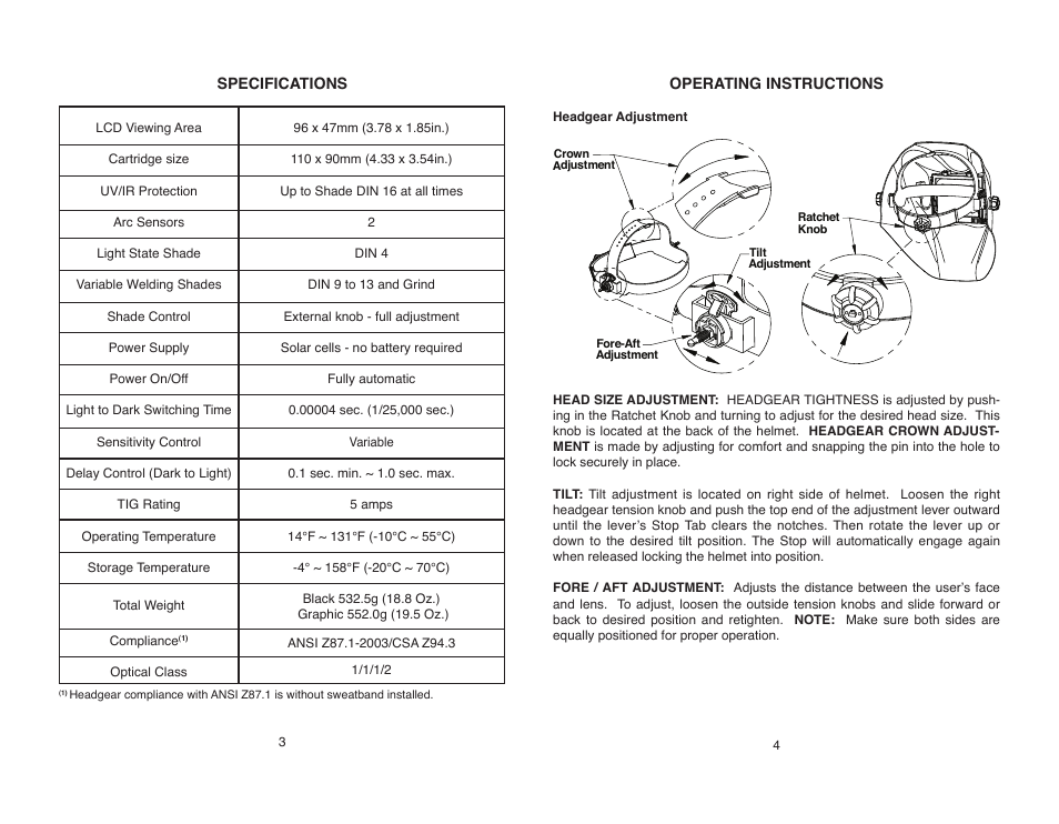 Lincoln Electric IM10082 VIKING 1840 SERIES AUTO-DARKENING HELMETS User Manual | Page 6 / 12