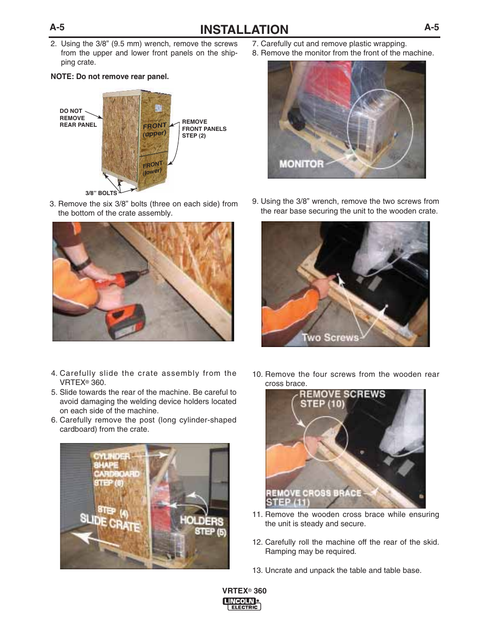 Installation | Lincoln Electric IM10046 VRTEX 360 User Manual | Page 15 / 65