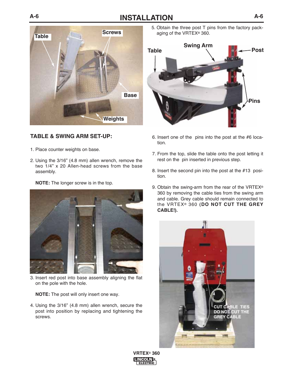 Installation | Lincoln Electric IM10046 VRTEX 360 User Manual | Page 16 / 65