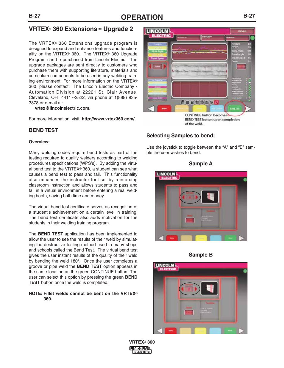 Operation, Vrtex, 360 extensions | Upgrade 2 | Lincoln Electric IM10046 VRTEX 360 User Manual | Page 44 / 65