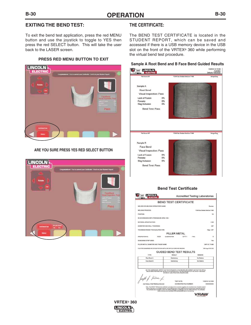 Operation | Lincoln Electric IM10046 VRTEX 360 User Manual | Page 47 / 65